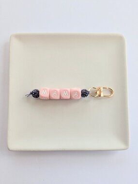 PINK PURPLE & WHITE "MAMA" BAG CHARM